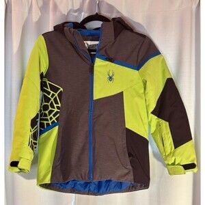 Spyder Boys' Challenger Ski Snowboarding Jacket Size 10 Colorblock Black Green
